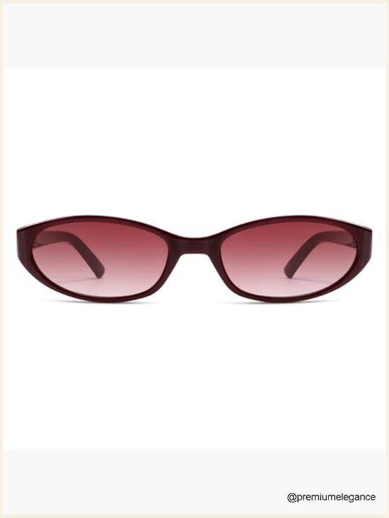 Retro Oval Cat Eye Sunglasses Y2K Narrow Skinny Shades UV Protection